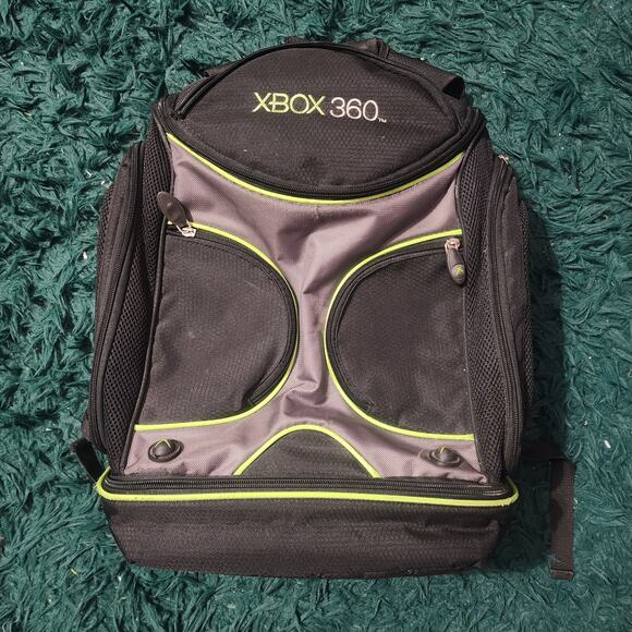 Vintage Xbox 360 Console Travel Backpack – Black & Neon Green Gamer Carry Bag - Picture 1 of 8